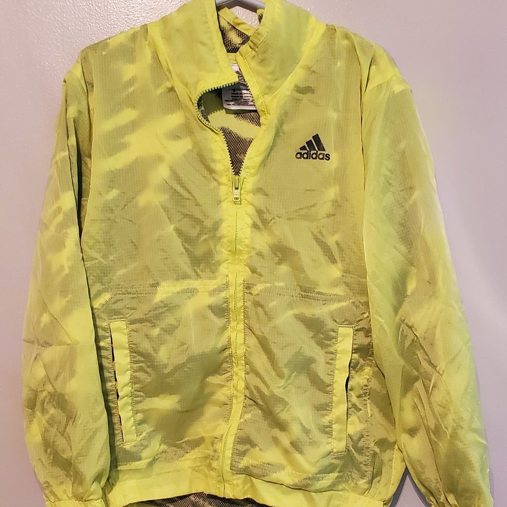 Adidas Neon Yellow Windbreaker Jacket Kids Size 5